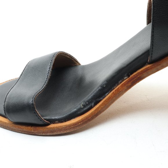 FIEL Anthropology Zip Back Heeled Sandal Women's 6 Black Leather - Picture 15 of 16